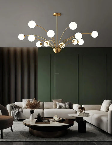Millender Chandelier with 6/8/10/12 heads 12 heads ∅ 47.2″ x H 13.8″ / Dia 120cm x H 35cm / Brass + White Chandelier