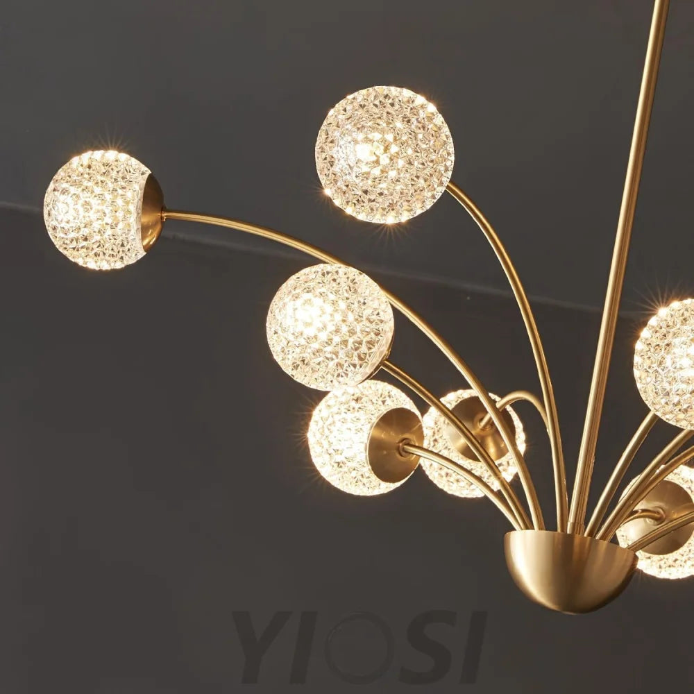 Millender Chandelier with 6/8/10/12 heads - Bend, Brass&Opaque, Brass&White, Marshmallow Chandelier-1-Yiosilamp