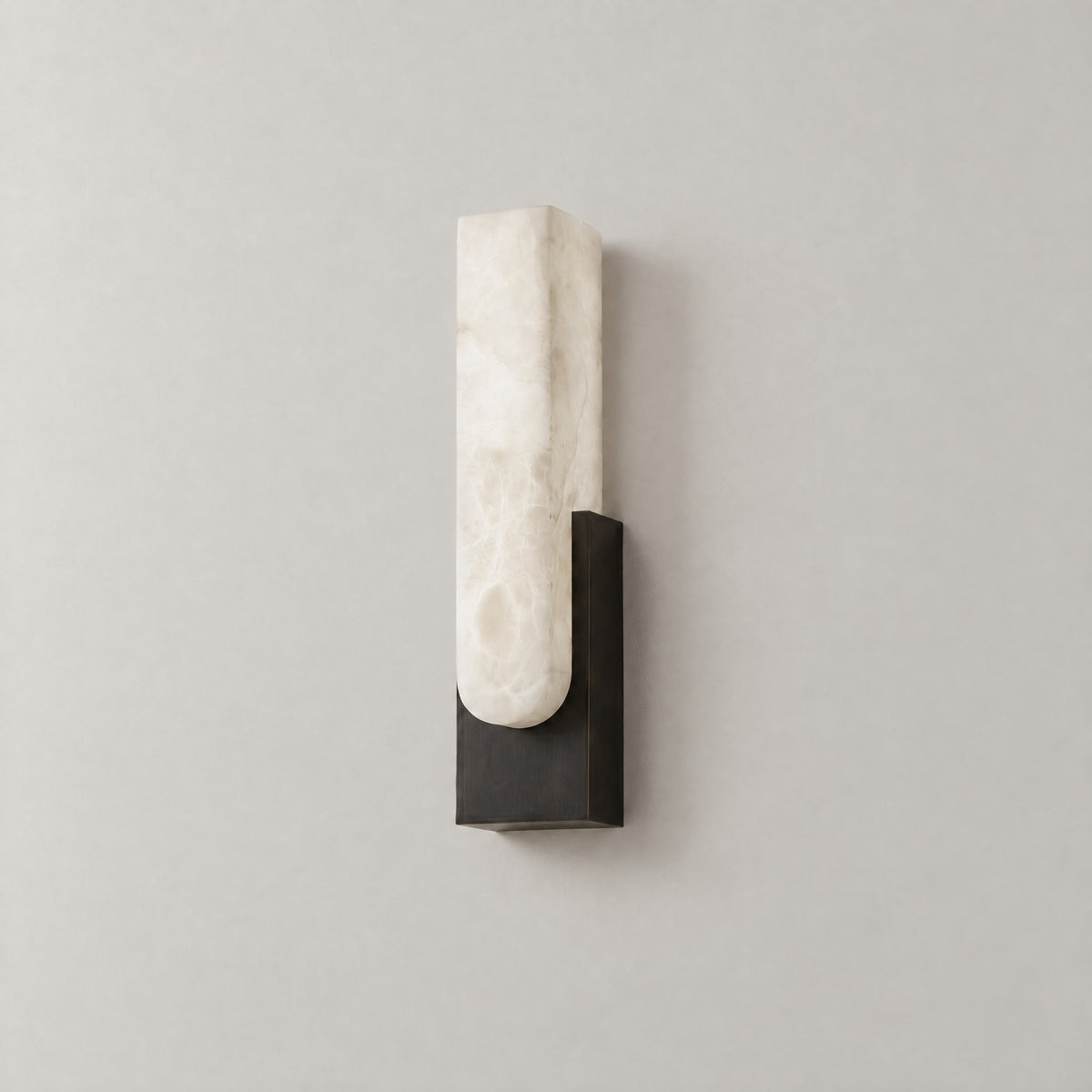 Sculpted Form U-Curve Alabaster Wall Sconce – lights off