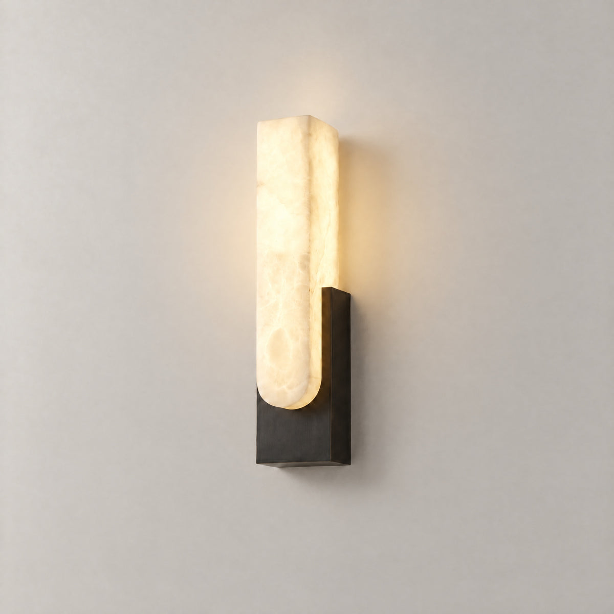 Sculpted Form U-Curve Alabaster Wall Sconce