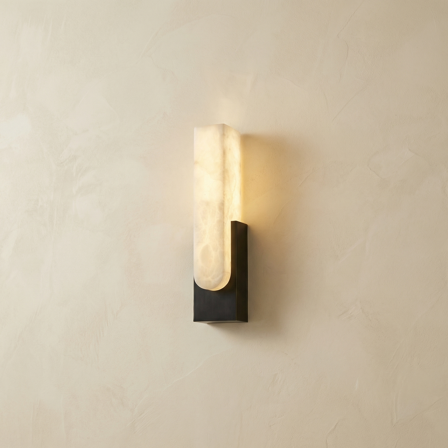Yiosi Sculpted Form U-Curve Alabaster Wall Sconce - Image 1