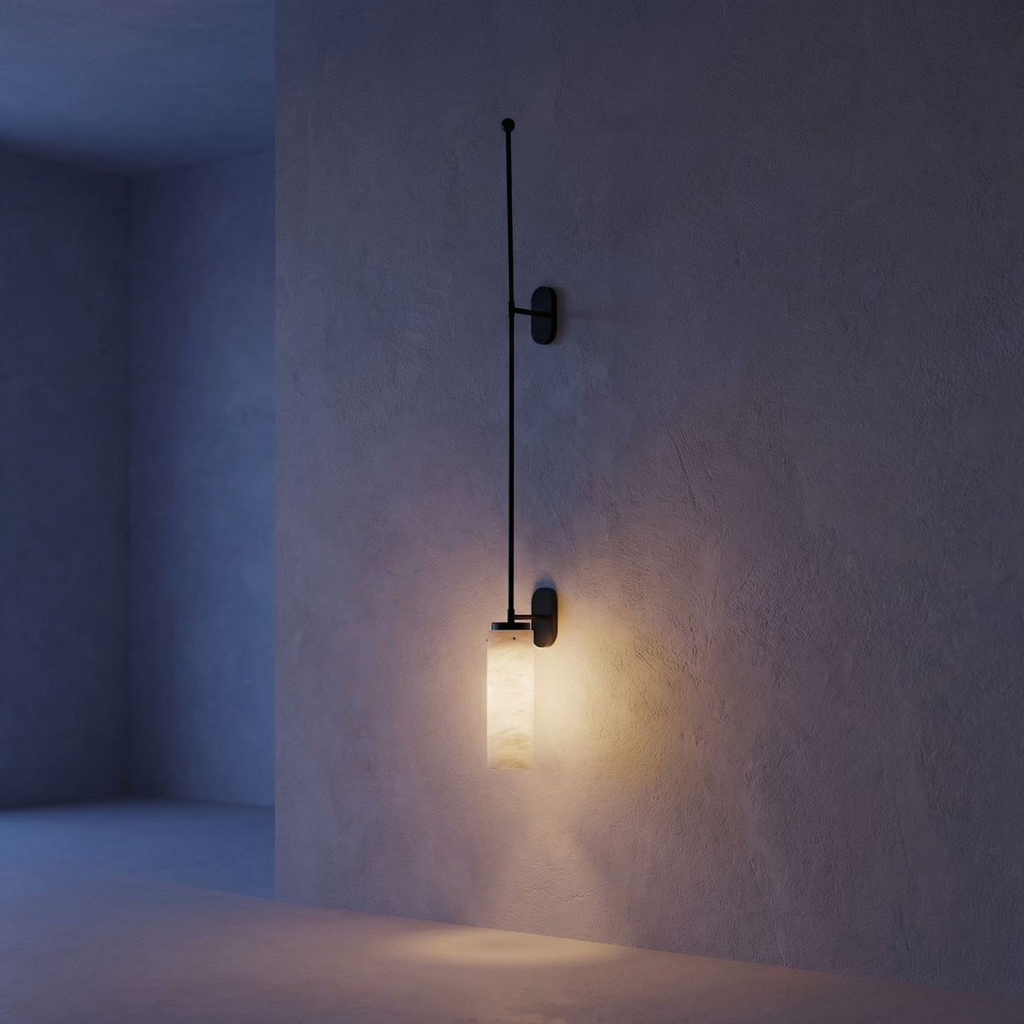 Yiosi Rod Pendant Tall Drop Alabaster Black Wall Sconce - Image 2