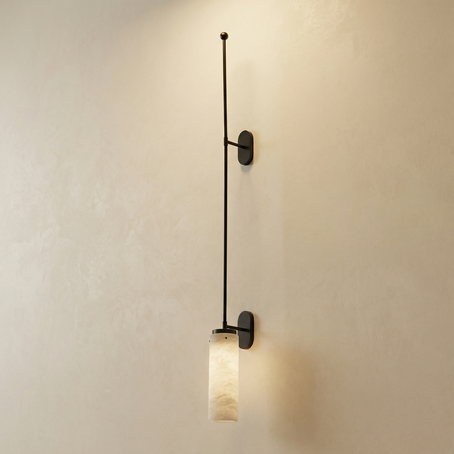 Yiosi Rod Pendant Tall Drop Alabaster Black Wall Sconce - Image 1