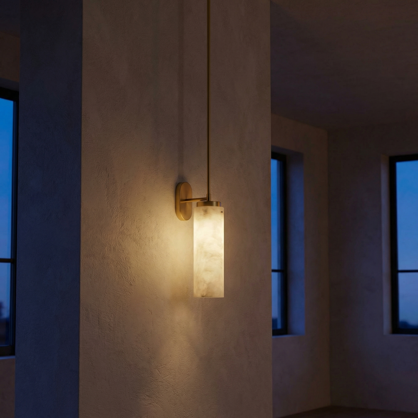 Yiosi Rod Pendant Tall Drop Alabaster Brass Wall Sconce - Image 2