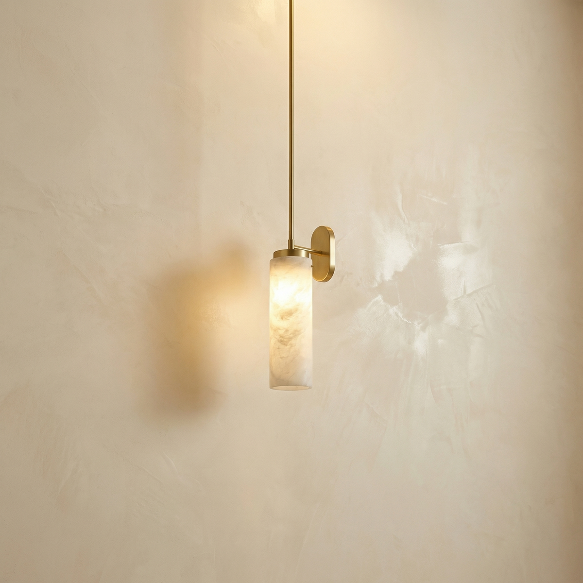 Yiosi Rod Pendant Tall Drop Alabaster Brass Wall Sconce - Image 1