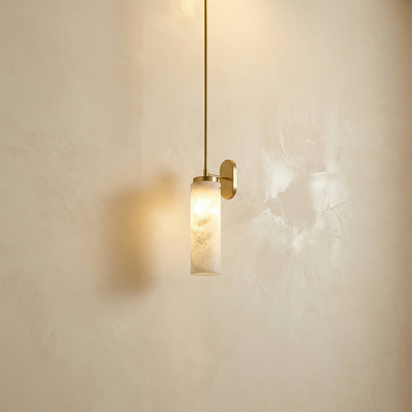 Yiosi Rod Pendant Tall Drop Alabaster Brass Wall Sconce - Image 1
