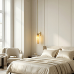 Yiosi Rod Pendant Tall Drop Alabaster Brass Wall Sconce - Image 4