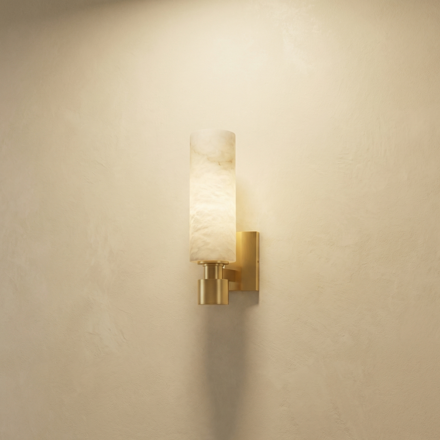 Yiosi Pillar Light Tall Column Alabaster Brass Wall Sconce - Image 1