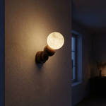 Yiosi Bosco Wood Turned Base Alabaster Sphere Wall Sconce - Image 2