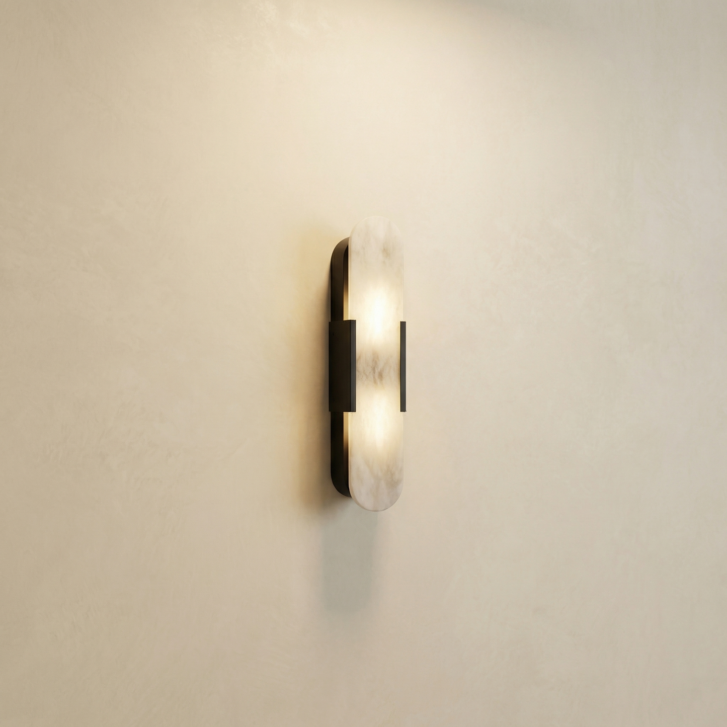 Yiosi Sculpted Form Capsule Alabaster Twin Light Wall Sconce - Image 1
