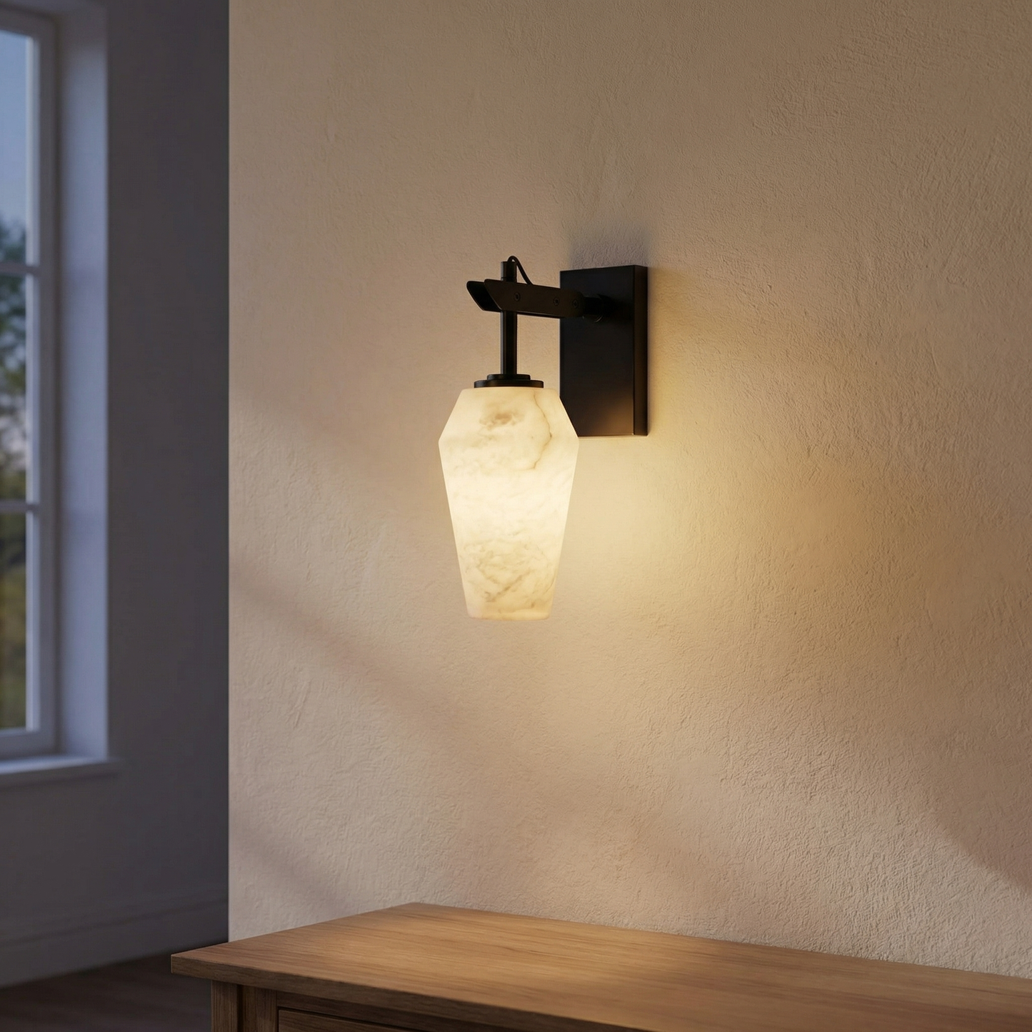 Yiosi Bullet Shade Teardrop Alabaster Wall Sconce - Image 2