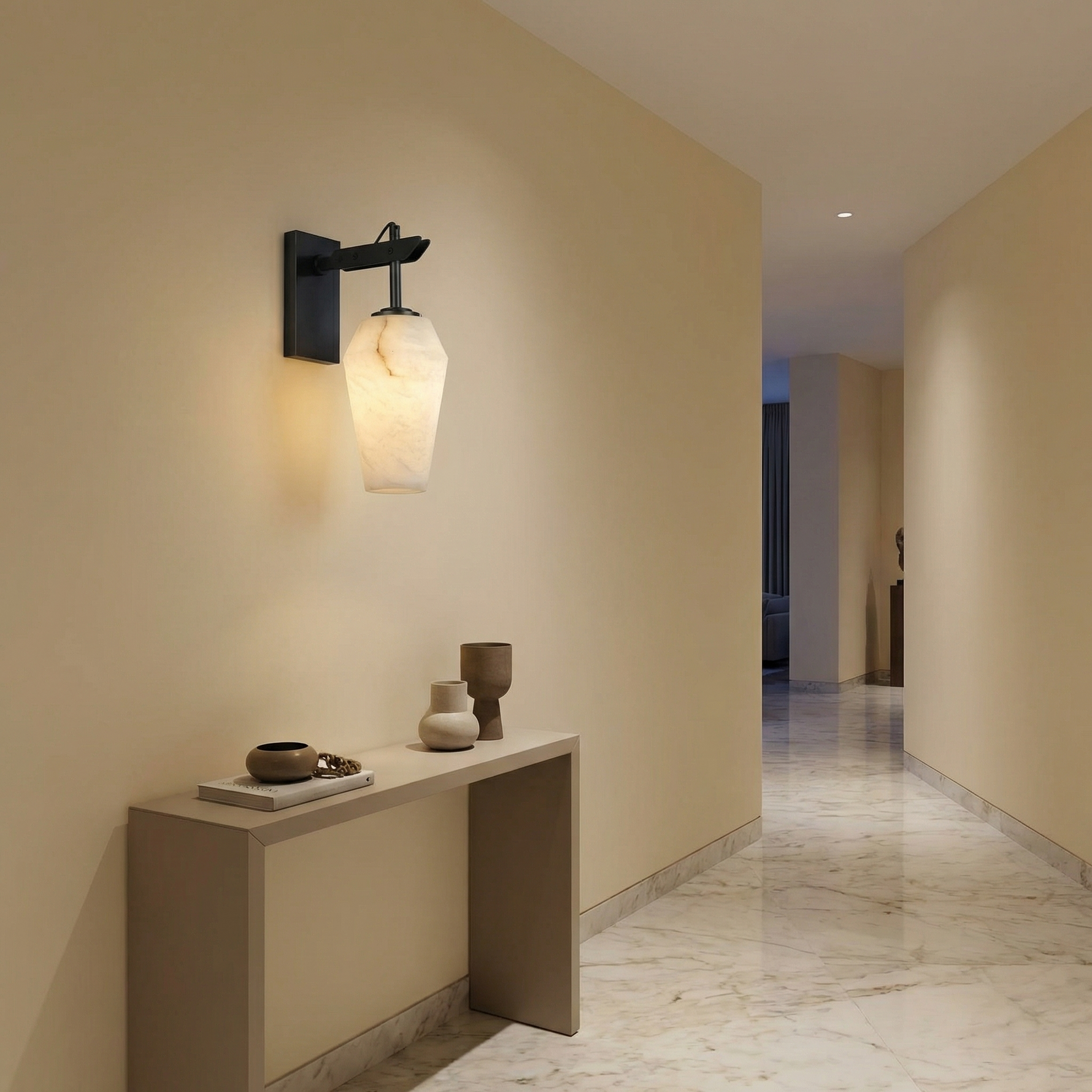 Yiosi Bullet Shade Teardrop Alabaster Wall Sconce - Image 3