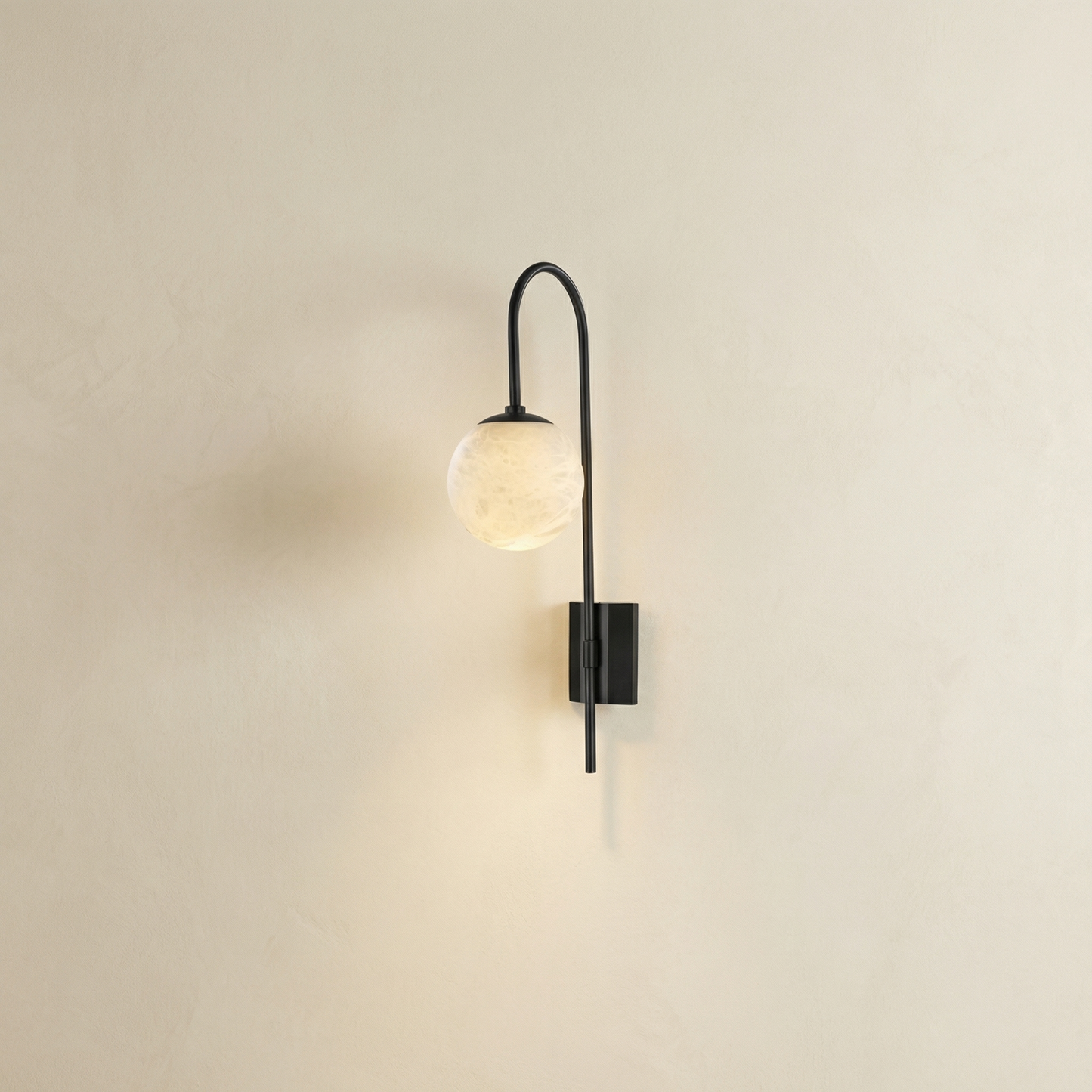 Yiosi Bullet Shade Arched Stem Alabaster Globe Wall Sconce - Image 1