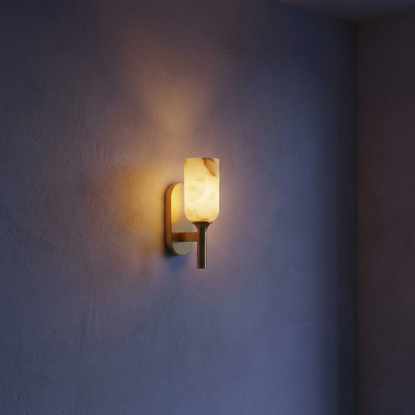 Yiosi Cylinder Arm Single Goblet Alabaster Brass Wall Sconce - Image 2