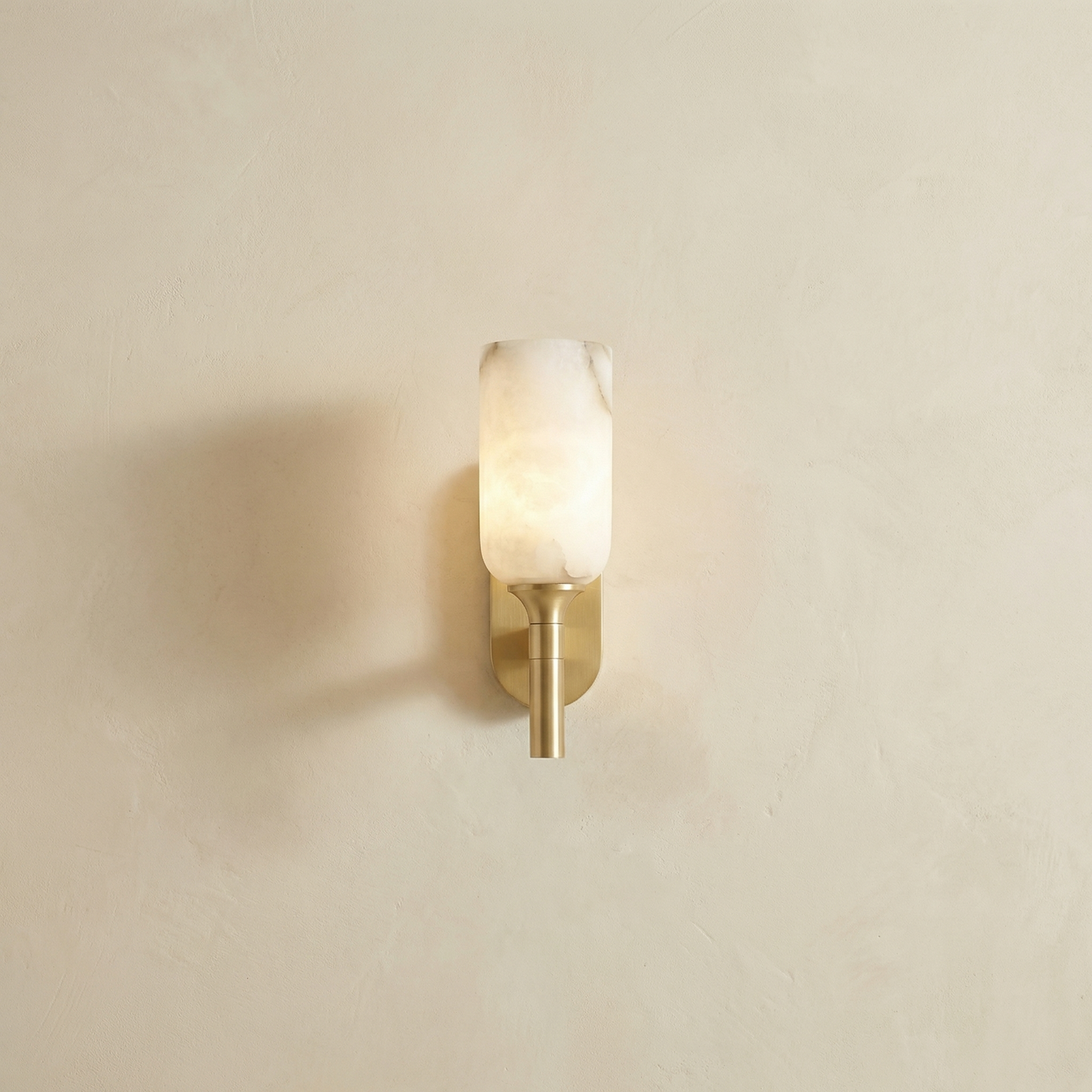 Yiosi Cylinder Arm Single Goblet Alabaster Brass Wall Sconce - Image 1