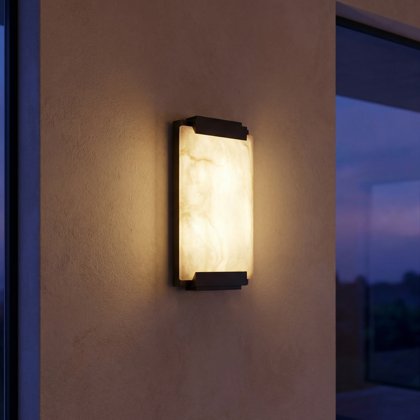 Yiosi Framed Slab Corner Bracket Alabaster Wall Sconce - Image 2