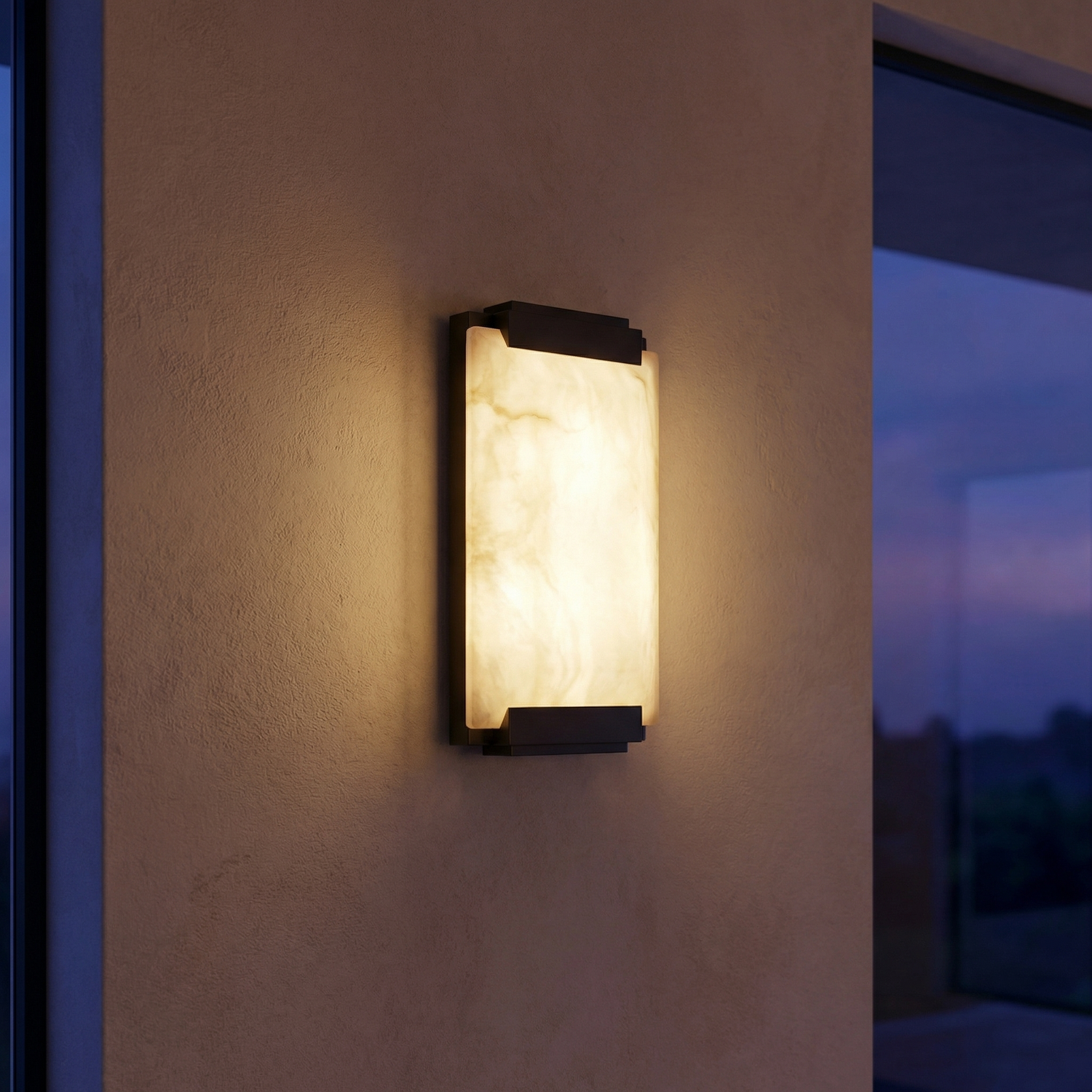 Yiosi Framed Slab Corner Bracket Alabaster Wall Sconce - Image 2