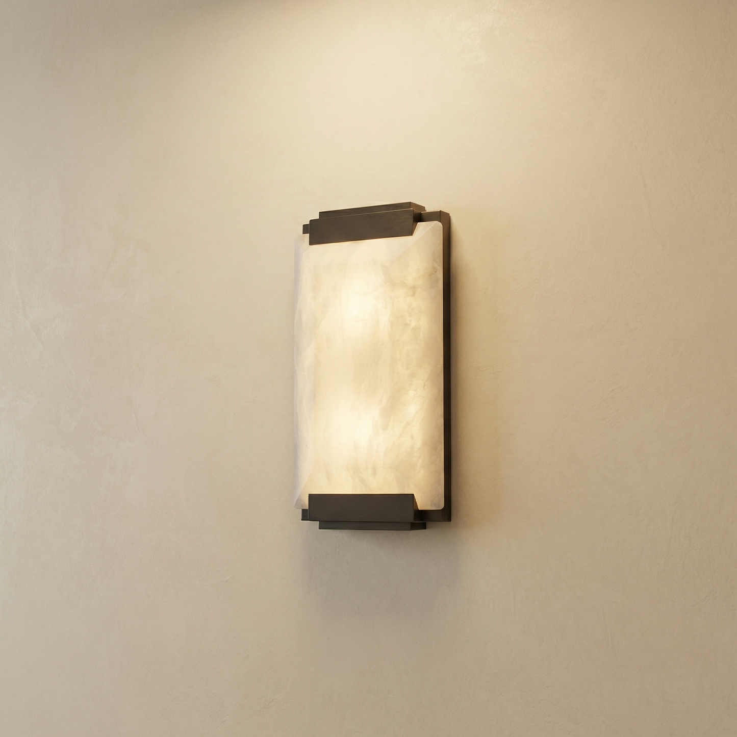 Yiosi Framed Slab Corner Bracket Alabaster Wall Sconce - Image 1