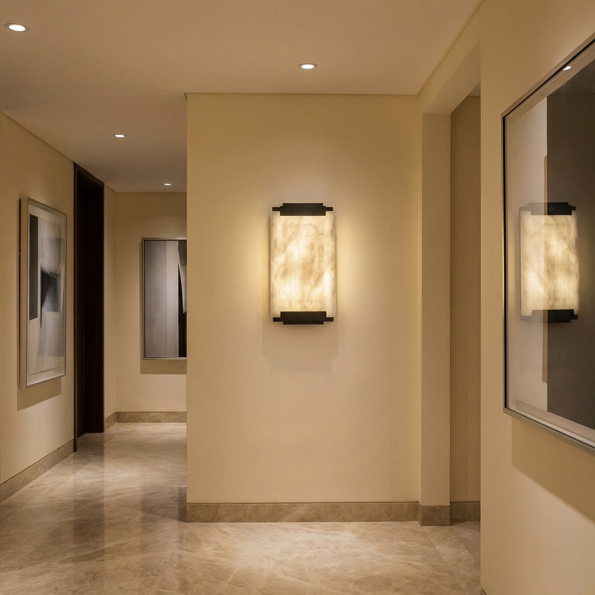 Yiosi Framed Slab Corner Bracket Alabaster Wall Sconce - Image 3