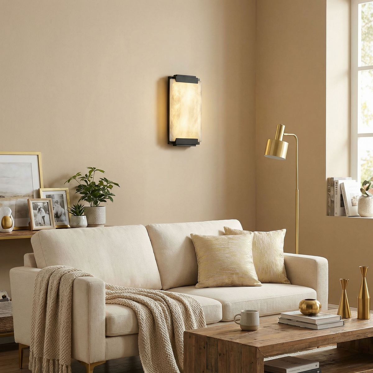 Yiosi Framed Slab Corner Bracket Alabaster Wall Sconce - Image 5