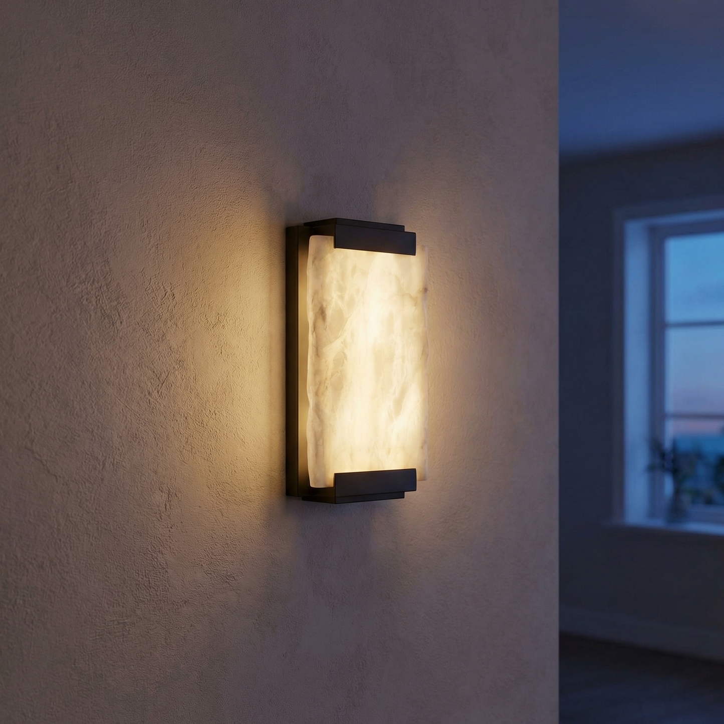 Yiosi Framed Slab Stepped Frame Alabaster Wall Sconce - Image 2