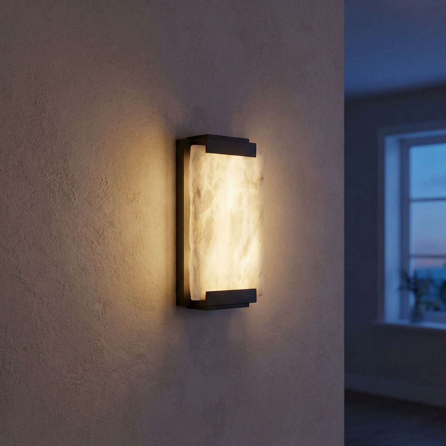 Yiosi Framed Slab Stepped Frame Alabaster Wall Sconce - Image 2