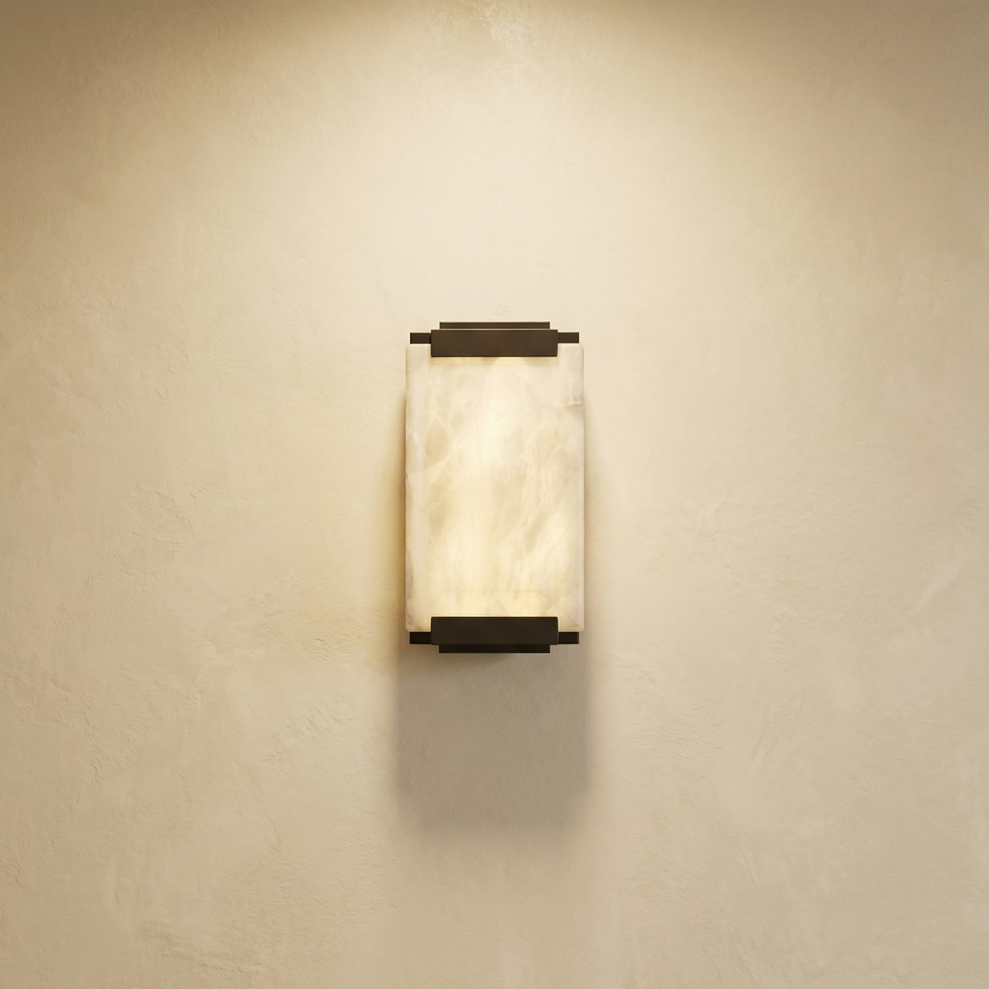 Yiosi Framed Slab Stepped Frame Alabaster Wall Sconce - Image 1