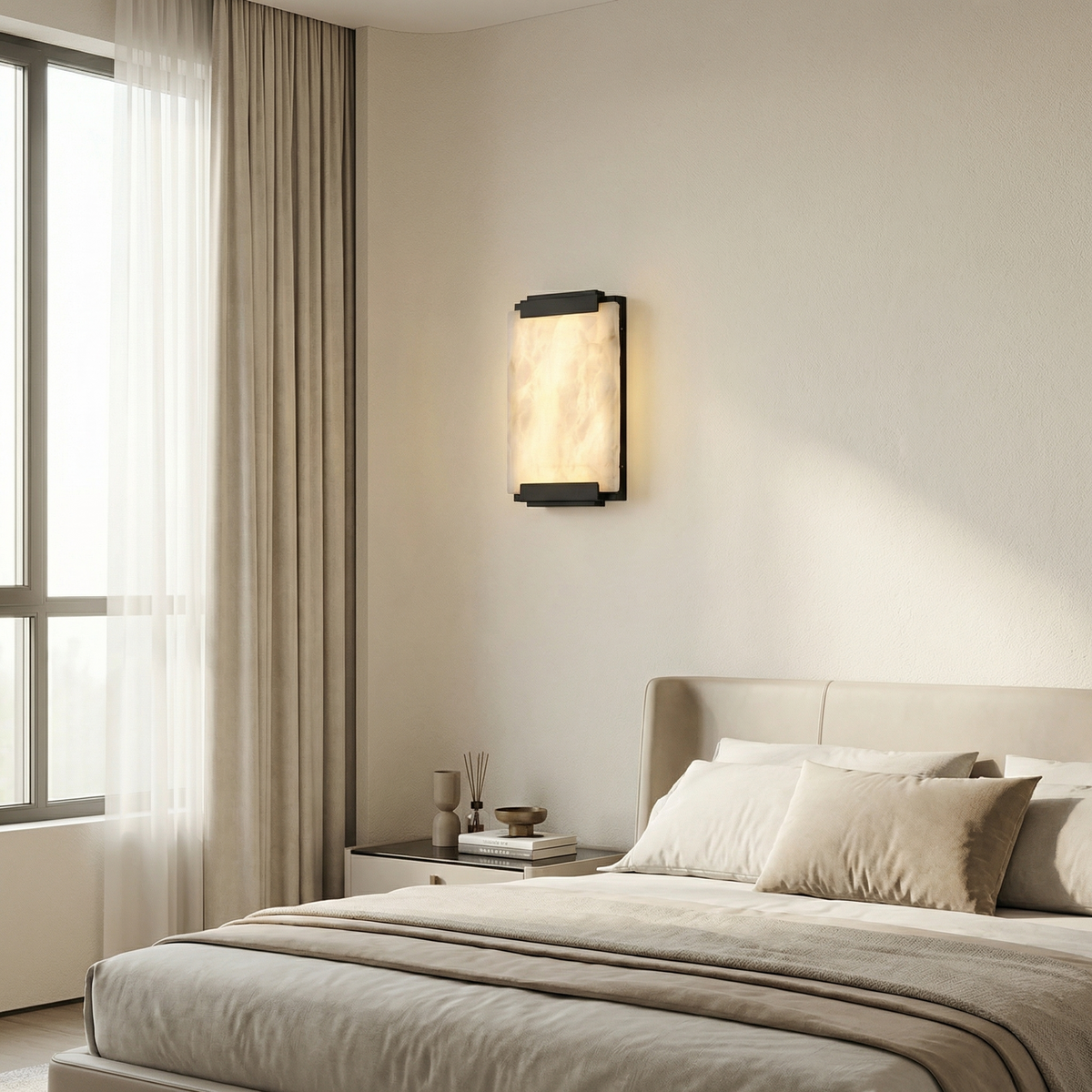 Yiosi Framed Slab Stepped Frame Alabaster Wall Sconce - Image 4