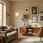 Yiosi Luna Disc Flush Round Alabaster Brass Wall Sconce - Image 5