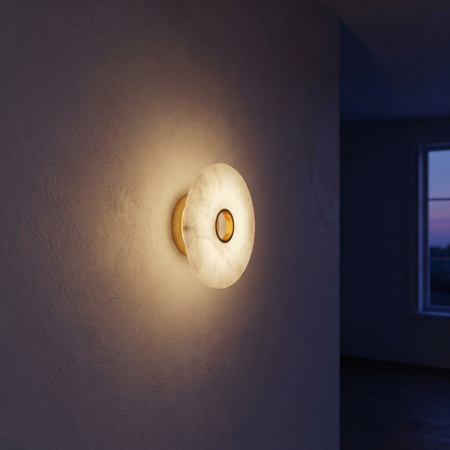 Yiosi Luna Disc Rim Frame Alabaster Small Wall Sconce - Image 2