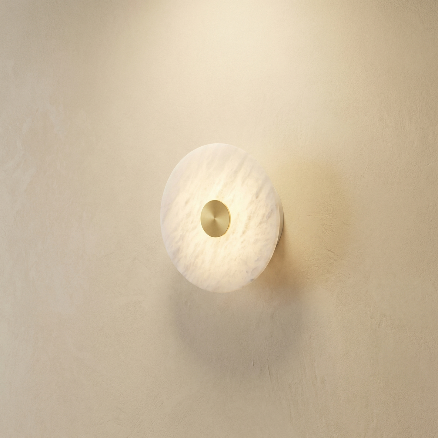 Yiosi Luna Disc Rim Frame Alabaster Small Wall Sconce - Image 1