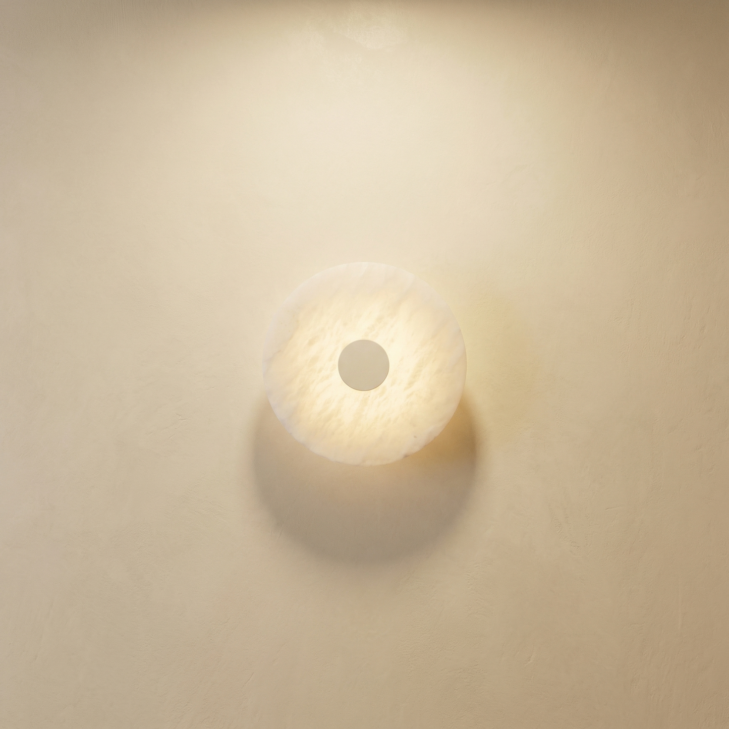 Yiosi Luna Disc Rim Frame Alabaster Medium Wall Sconce - Image 1