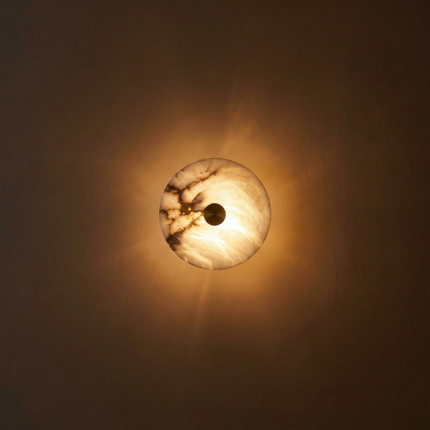 Yiosi Luna Disc Rim Frame Alabaster Large Wall Sconce - Image 2