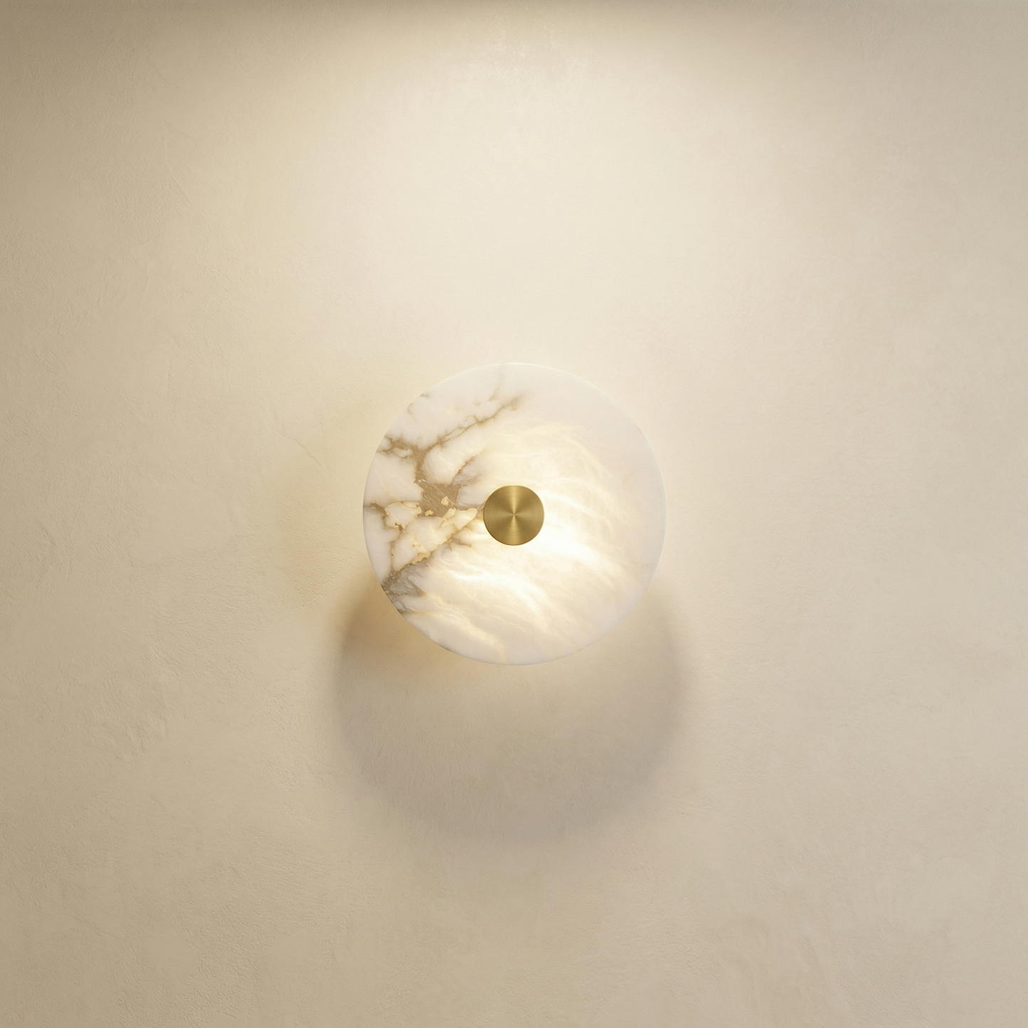Yiosi Luna Disc Rim Frame Alabaster Large Wall Sconce - Image 1