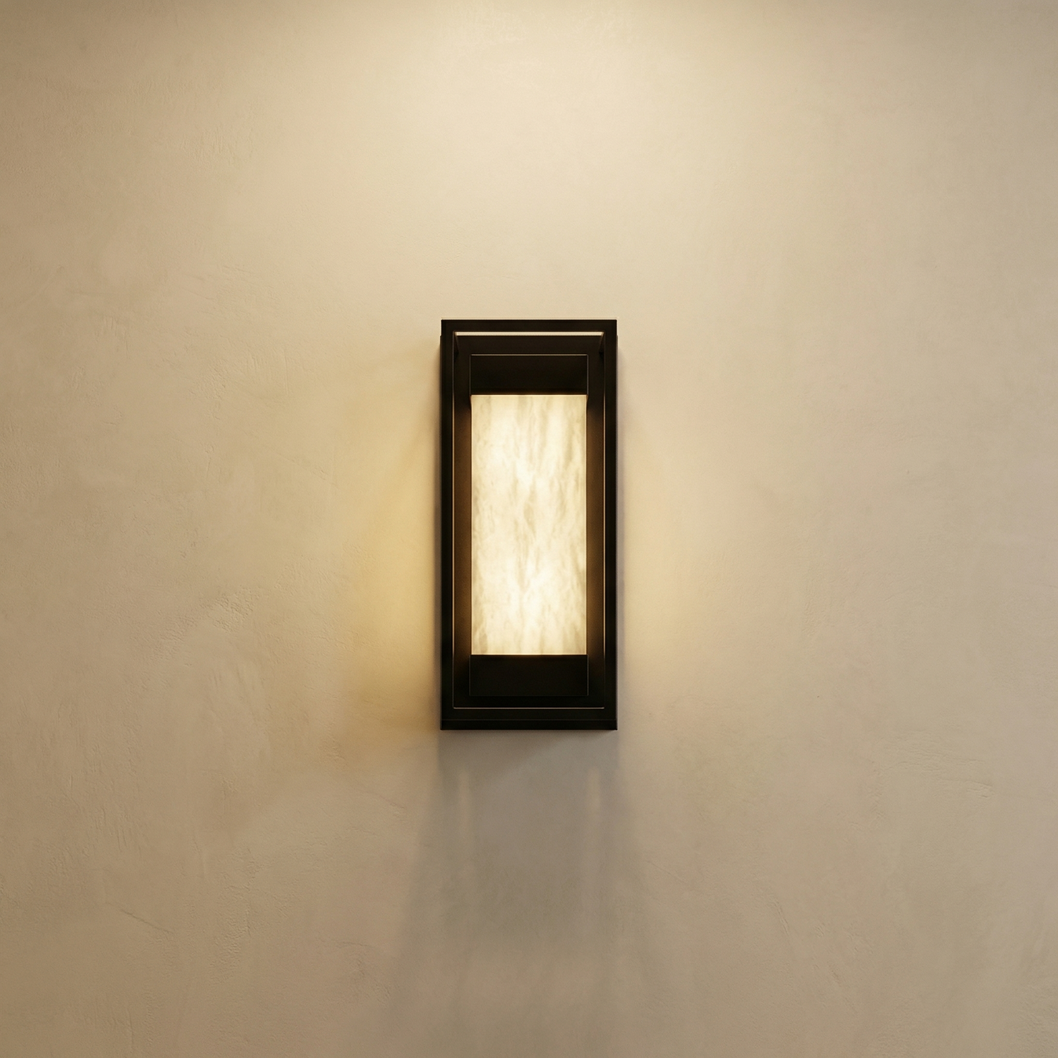 Yiosi Lantern Box Rectangular Frame Alabaster Wall Sconce - Image 1