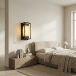 Yiosi Lantern Box Rectangular Frame Alabaster Wall Sconce - Image 4