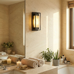 Yiosi Lantern Box Rectangular Frame Alabaster Wall Sconce - Image 5