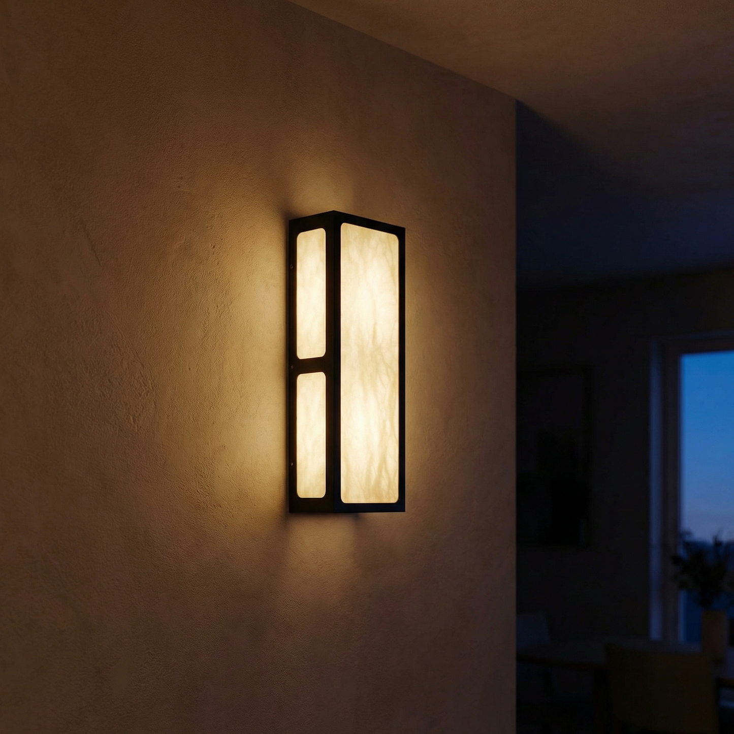 Yiosi Lantern Box Tall Pillar Alabaster Wall Sconce - Image 2