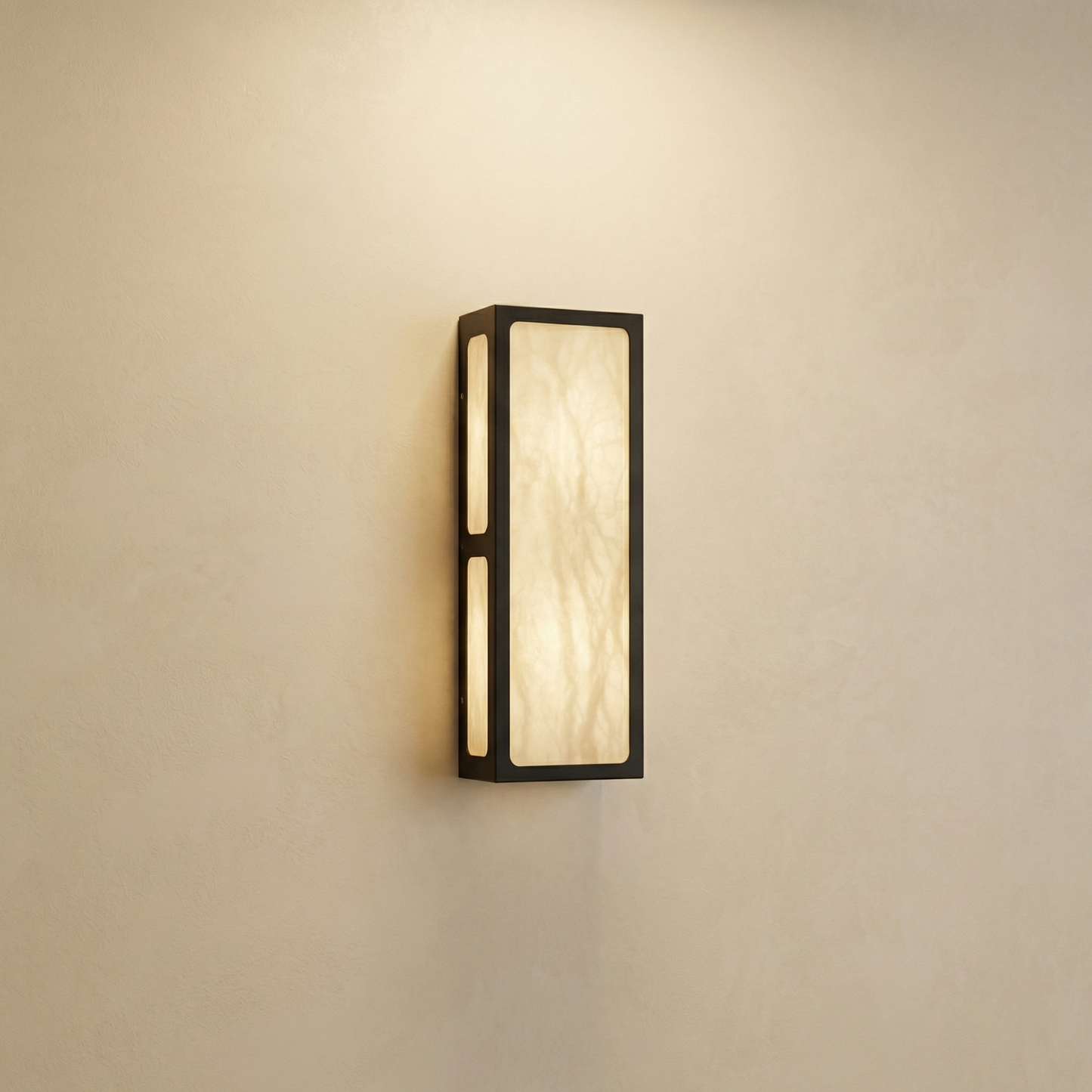 Yiosi Lantern Box Tall Pillar Alabaster Wall Sconce - Image 1
