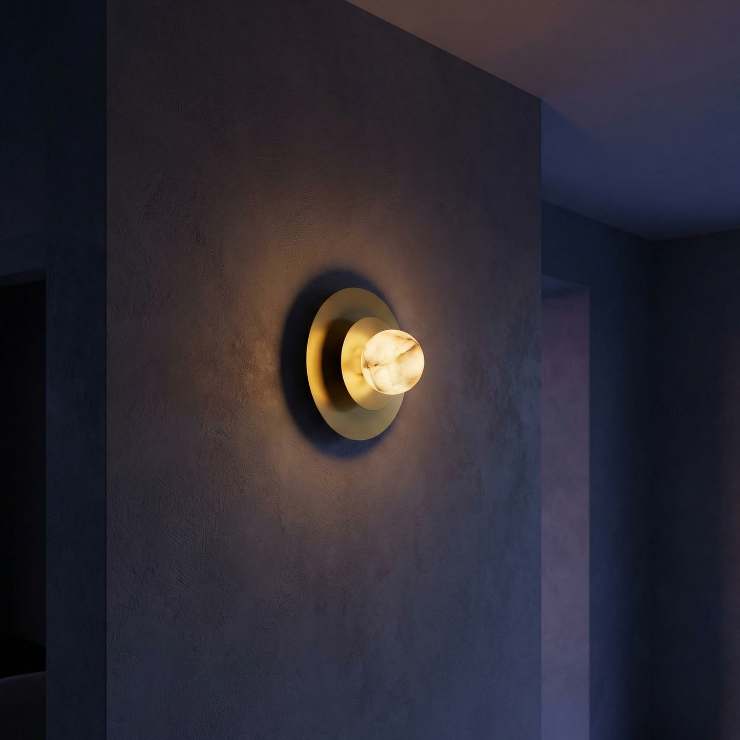 Yiosi Eclipse Orb Triple Halo Alabaster Wall Sconce - Image 2