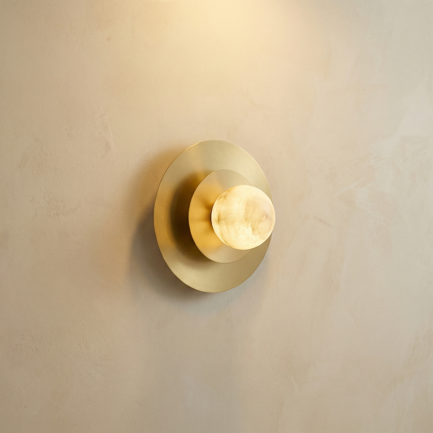 Yiosi Eclipse Orb Triple Halo Alabaster Wall Sconce - Image 1
