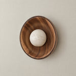 Bosco Wood Walnut Disc Alabaster Wall Sconce – lights off