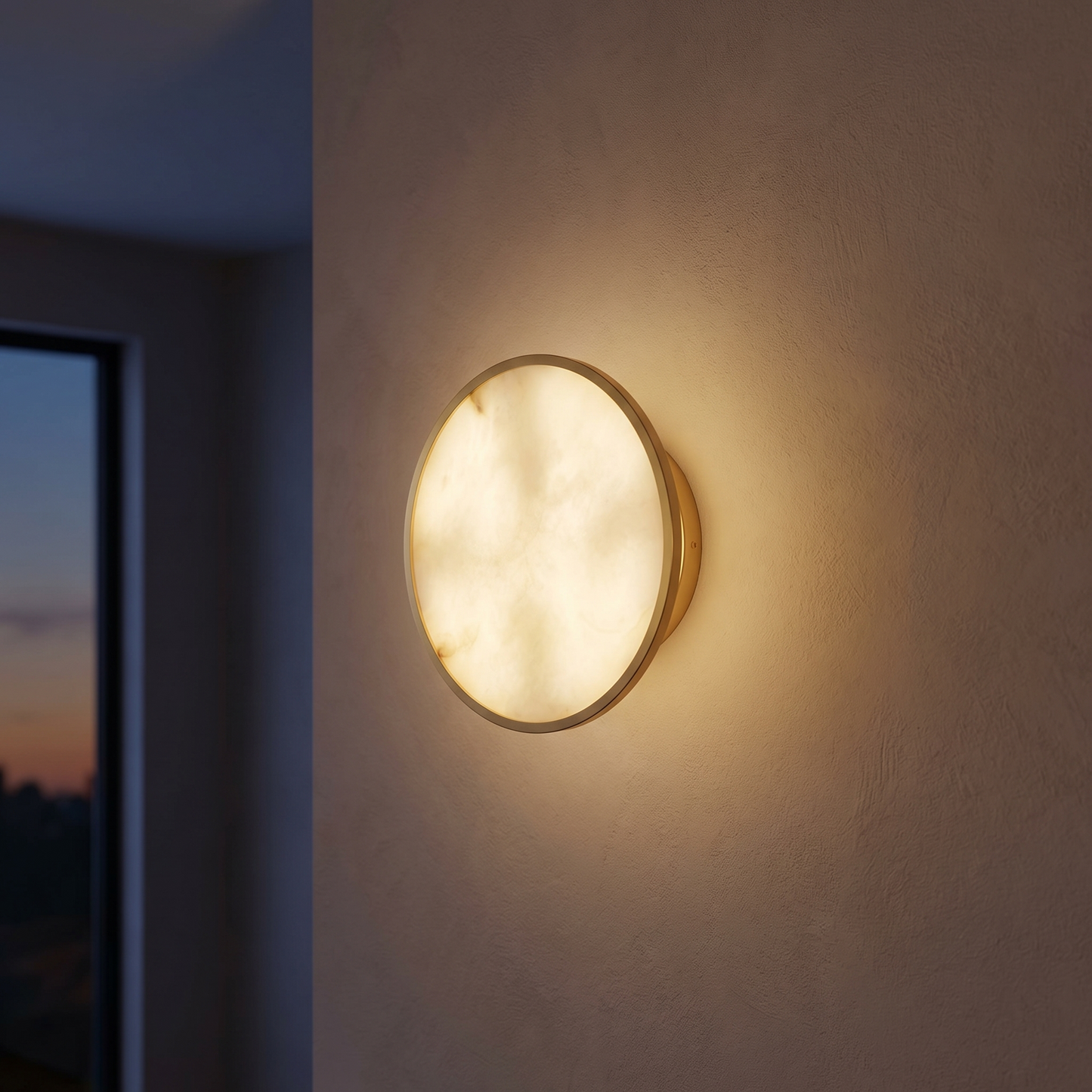 Yiosi Luna Disc Oversized Flush Alabaster Wall Sconce - Image 2