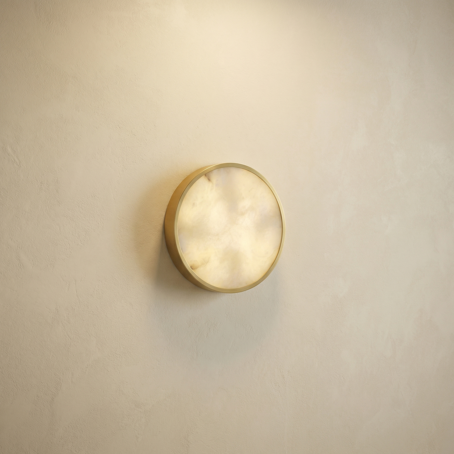 Yiosi Luna Disc Oversized Flush Alabaster Wall Sconce - Image 1