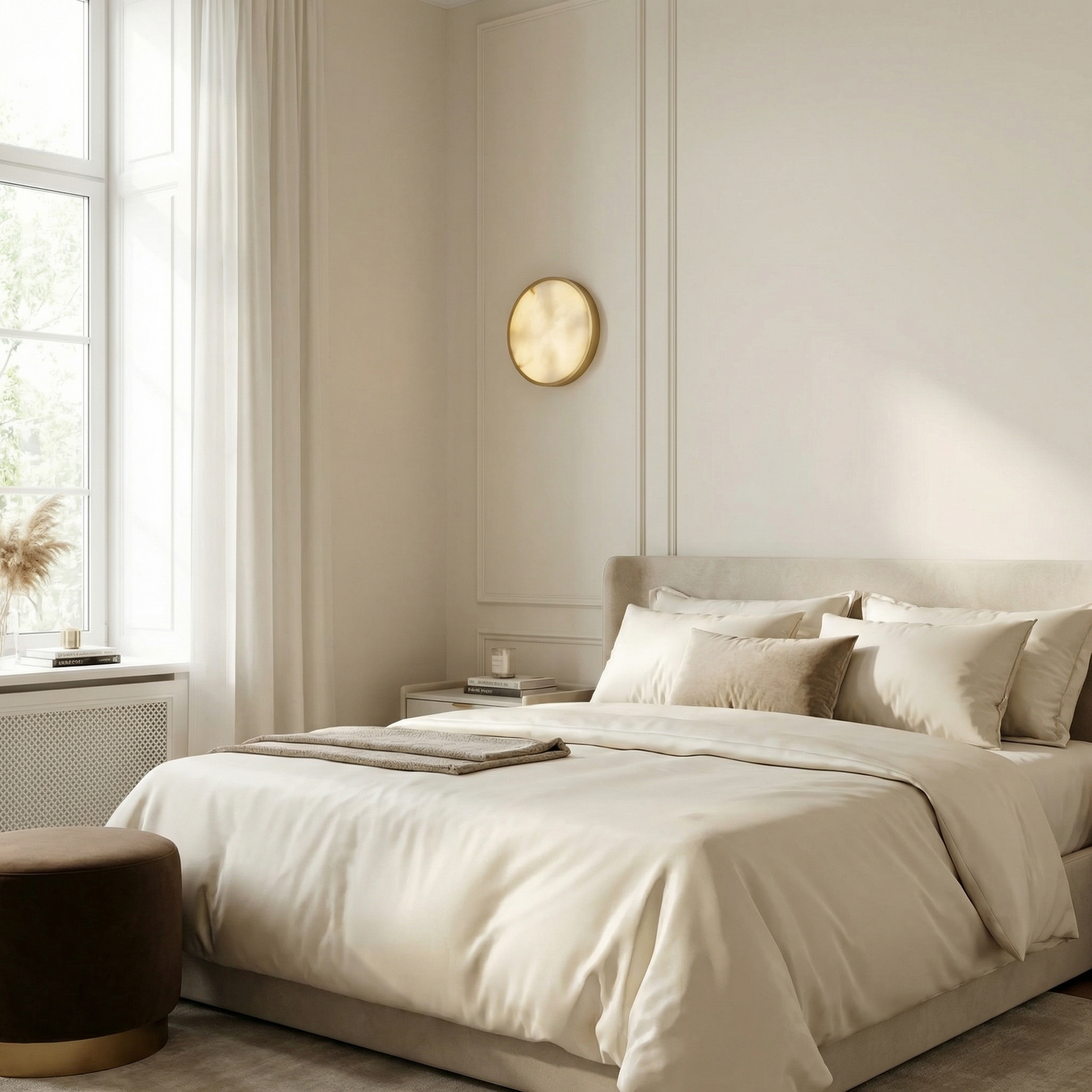 Yiosi Luna Disc Oversized Flush Alabaster Wall Sconce - Image 4