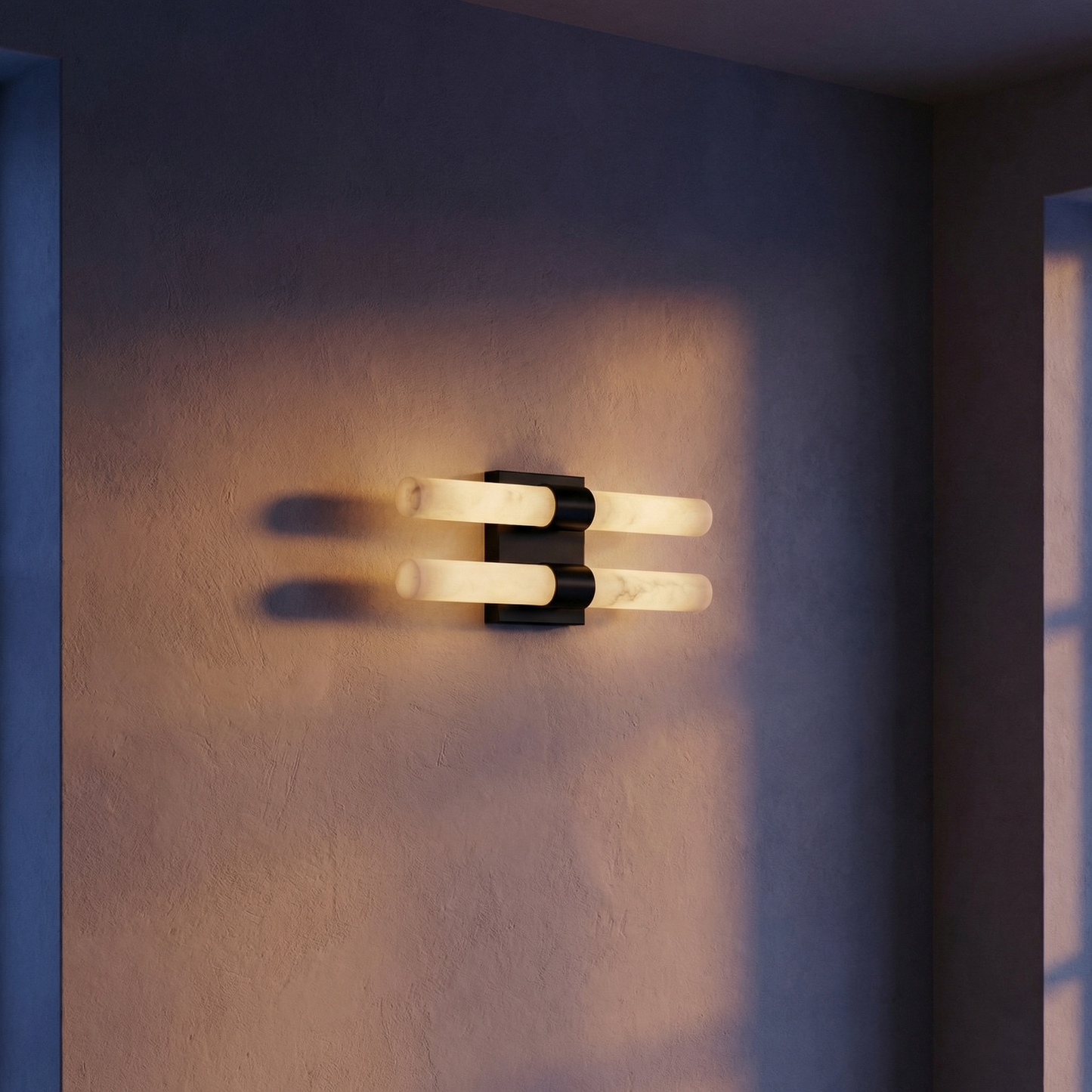 Yiosi Linear Rod Horizontal Alabaster Tube Wall Sconce - Image 2