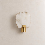 Terra Slice Half Moon Alabaster Wall Sconce – lights off