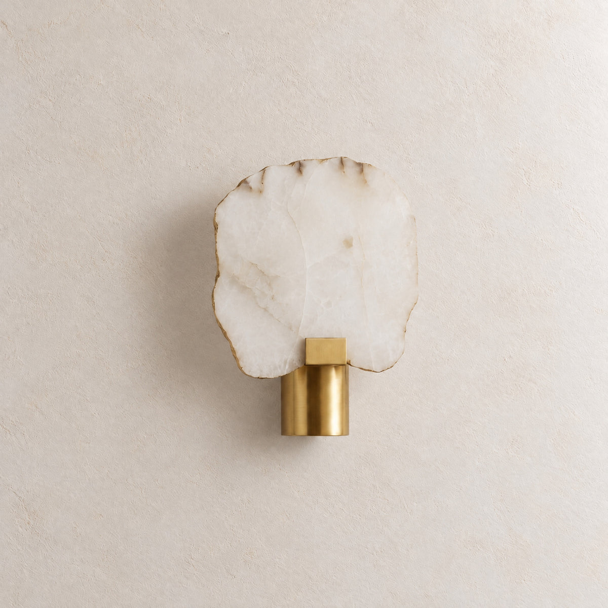 Terra Slice Half Moon Alabaster Wall Sconce – lights off