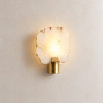 Terra Slice Half Moon Alabaster Wall Sconce – lights on