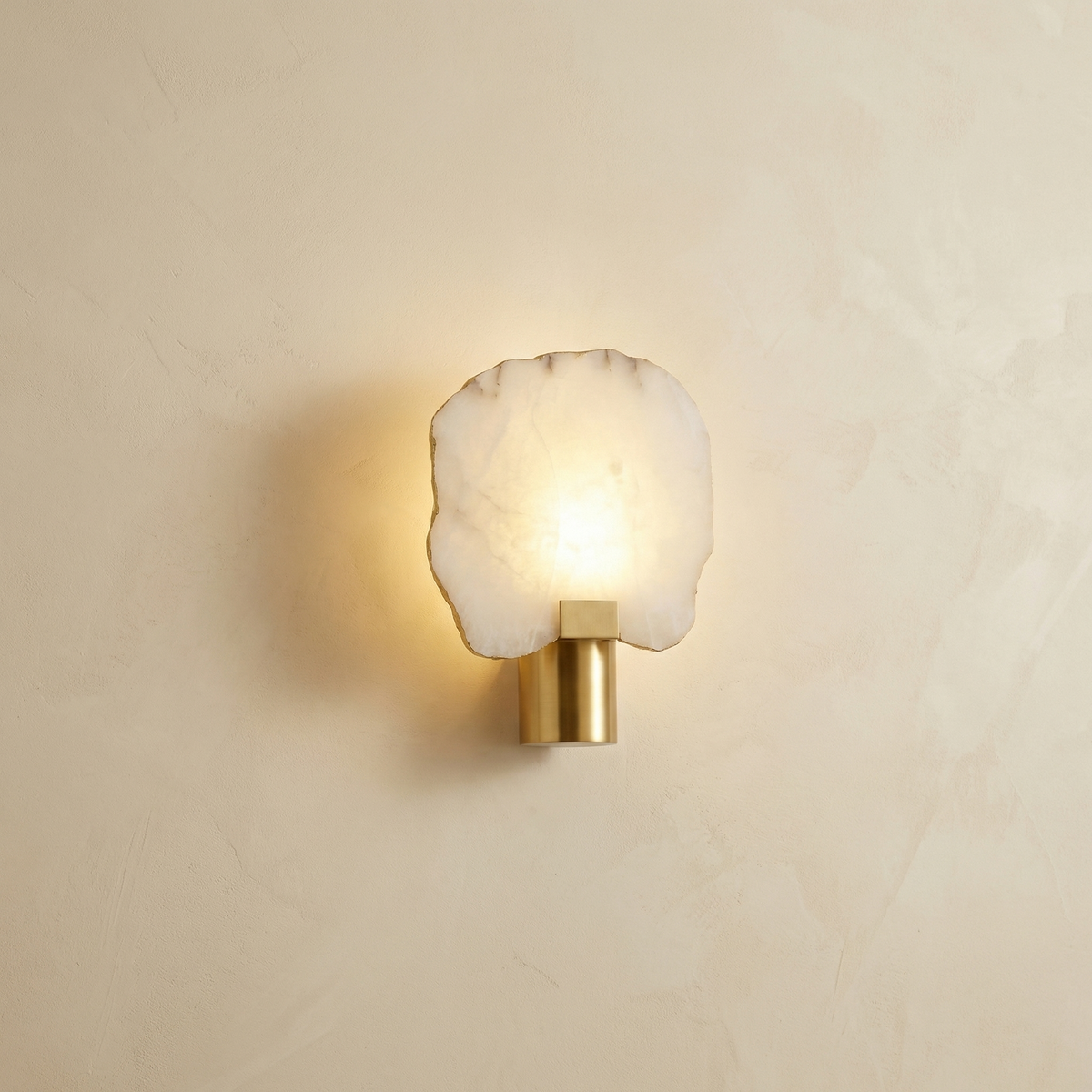 Yiosi Terra Slice Half Moon Alabaster Wall Sconce - Image 1